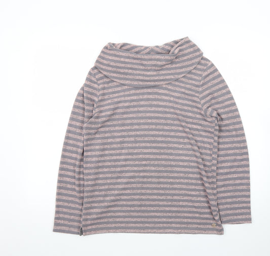 Pennyplain Women's Grey Striped Cowl Neck Long Sleeve Pullover Jumper Size 10