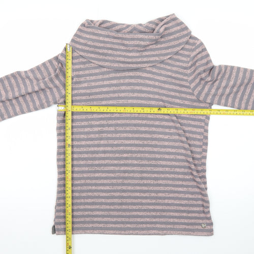 Pennyplain Women's Grey Striped Cowl Neck Long Sleeve Pullover Jumper Size 10