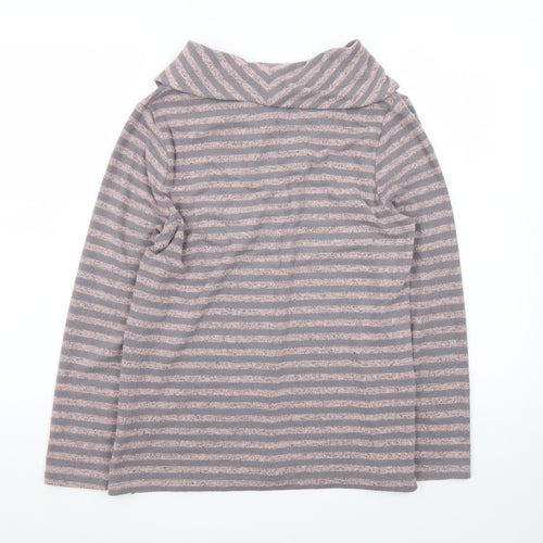 Pennyplain Women's Grey Striped Cowl Neck Long Sleeve Pullover Jumper Size 10