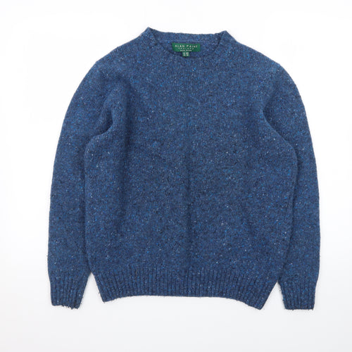 Alan Paine Women's Blue Wool Blend Chunky-Knit Pullover Jumper Size 16