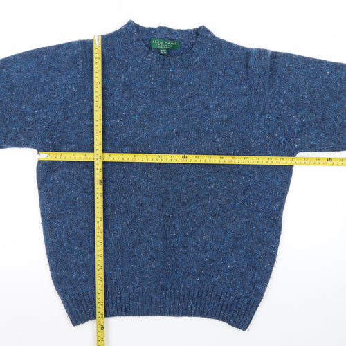 Alan Paine Women's Blue Wool Blend Chunky-Knit Pullover Jumper Size 16
