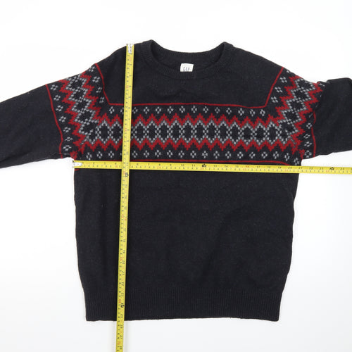 GAP Men’s Black Fair Isle Wool Crew Neck Jumper Size L