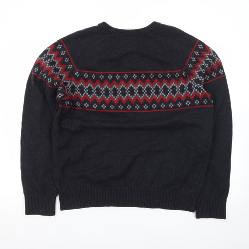 GAP Men’s Black Fair Isle Wool Crew Neck Jumper Size L