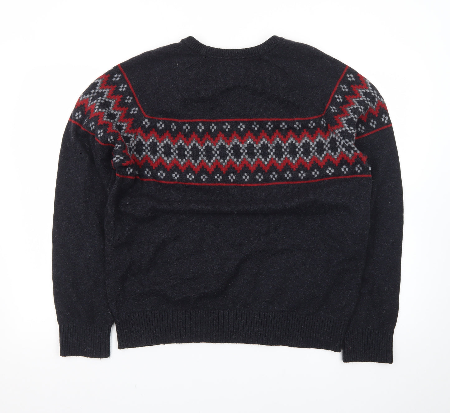 GAP Men’s Black Fair Isle Wool Crew Neck Jumper Size L