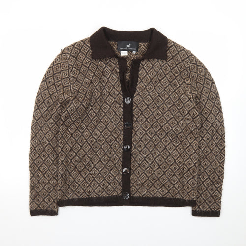 Peruvian Connection Women's Brown Alpaca Diamond Knit Cardigan M