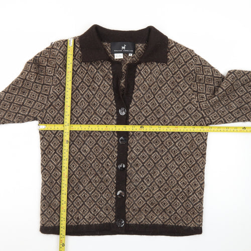 Peruvian Connection Women's Brown Alpaca Diamond Knit Cardigan M