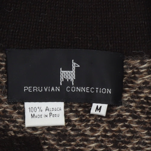 Peruvian Connection Women's Brown Alpaca Diamond Knit Cardigan M