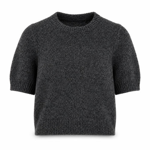 Zara Women Grey Wool Blend Short Sleeve Crew Neck Jumper XS
