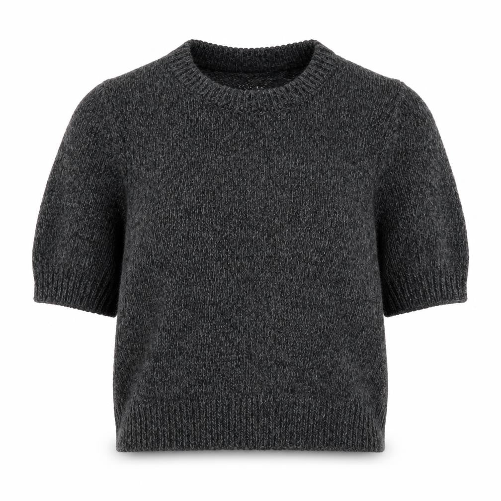 Zara Women Grey Wool Blend Short Sleeve Crew Neck Jumper XS