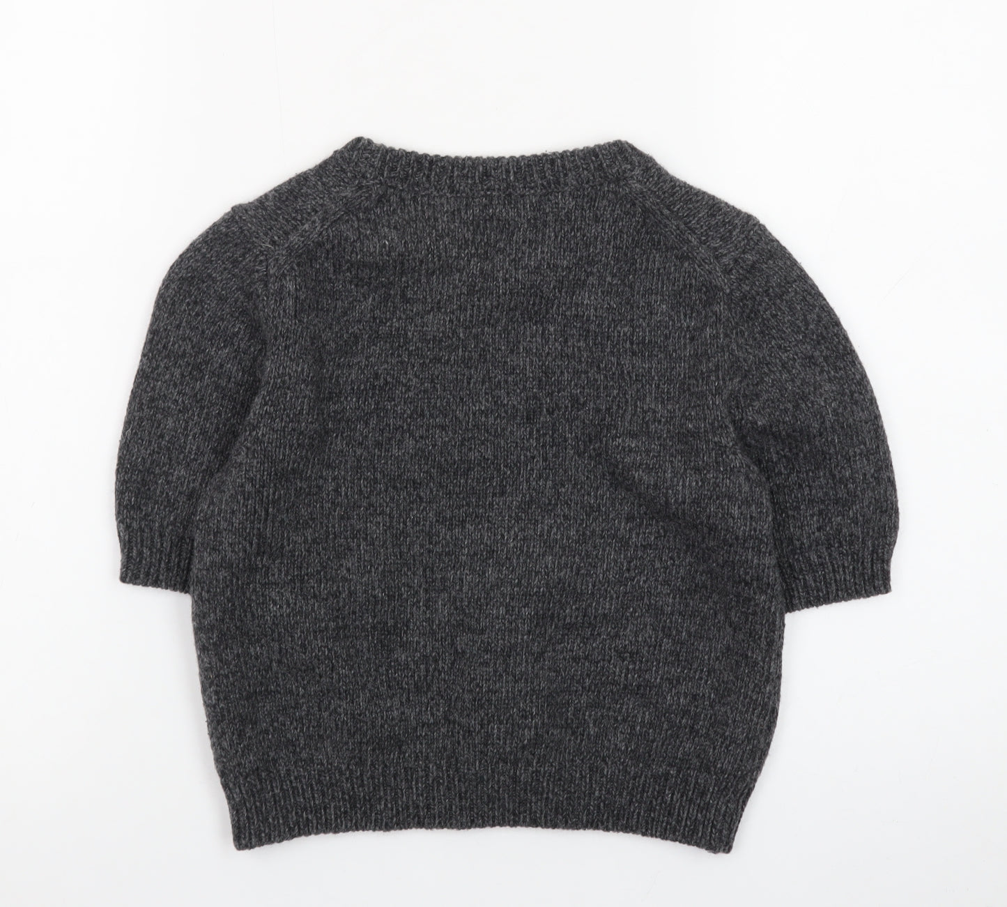 Zara Women Grey Wool Blend Short Sleeve Crew Neck Jumper XS