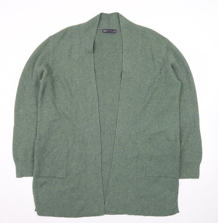 Marks and Spencer Women’s Green Long Knit Open Cardigan Size 16