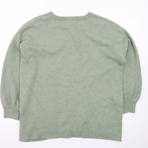 Monsoon Women's Green Floral Embroidered Wool Blend Jumper XL