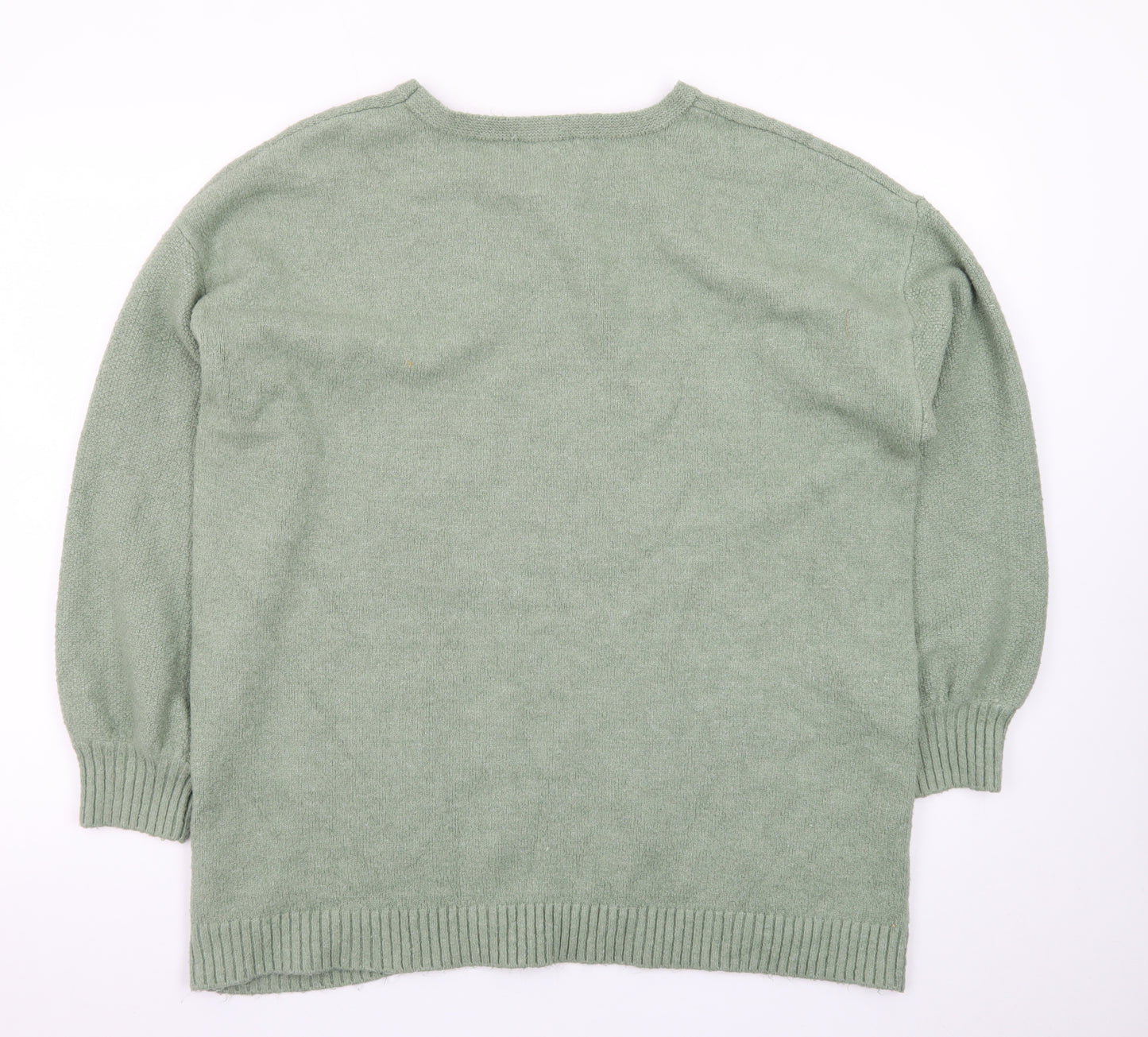 Monsoon Women's Green Floral Embroidered Wool Blend Jumper XL