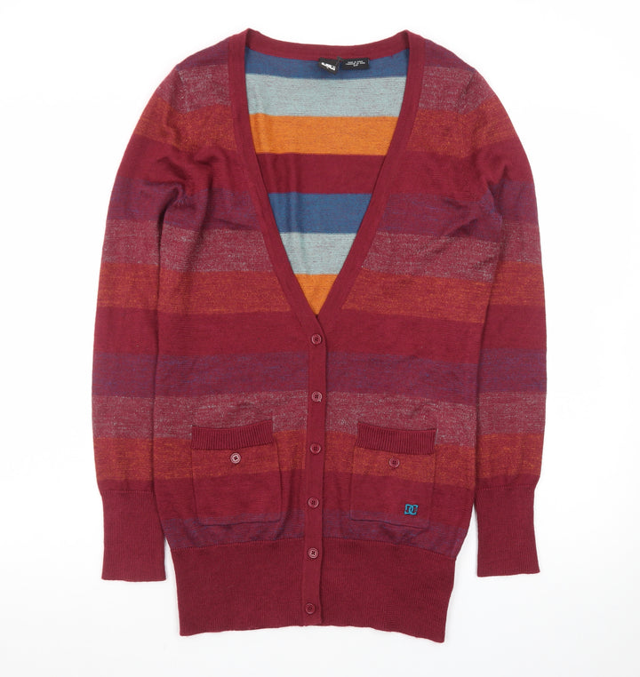 DC Women’s Multicoloured Striped V-Neck Knit Cardigan Size S