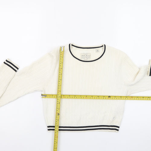 Jack Wills Women's Ivory Cable-Knit Crew Neck Jumper Size 10