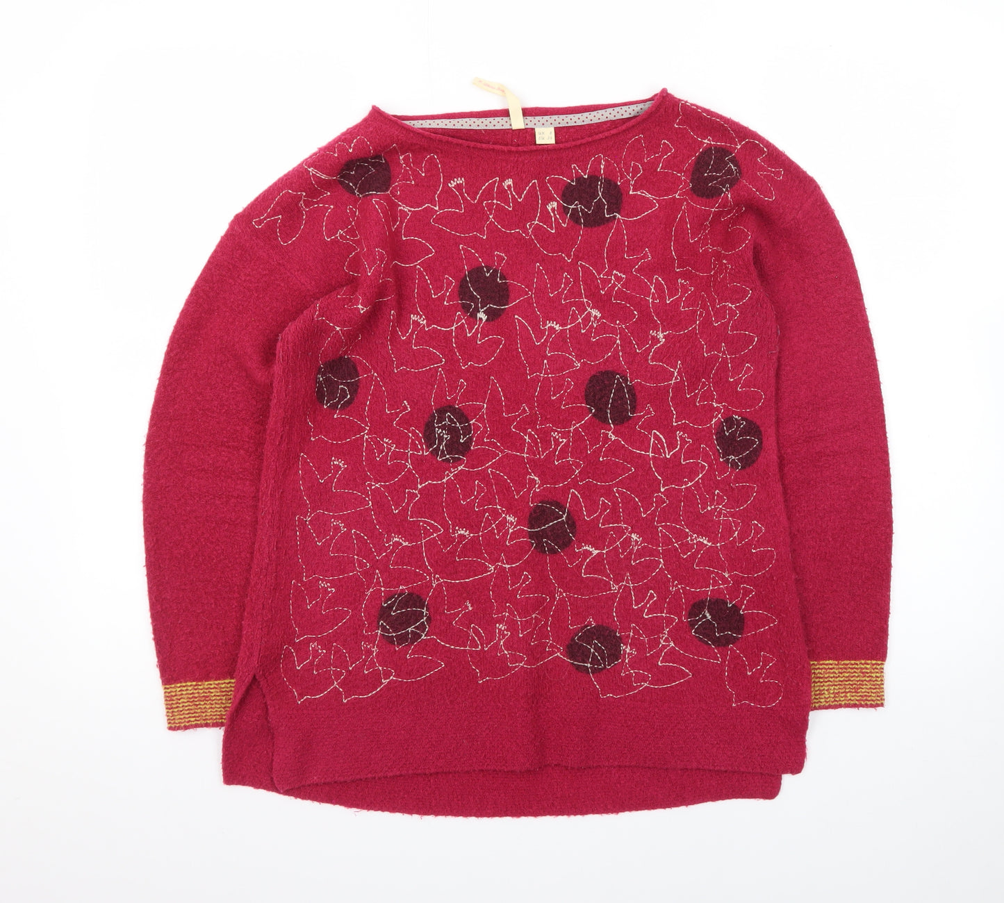 White Stuff Womens Red Floral Embroidered Jumper Size 8