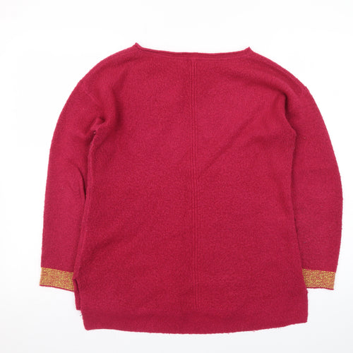 White Stuff Womens Red Floral Embroidered Jumper Size 8