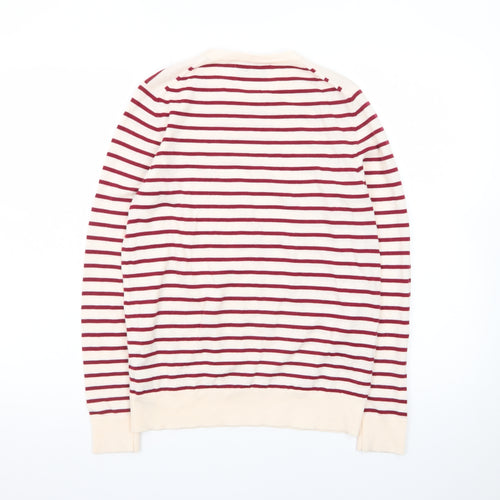 Marks and Spencer Women Red Stripe Merino Wool Jumper Size 12