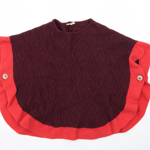 White Stuff Womens Red Wool Blend Cable Knit Cape One Size