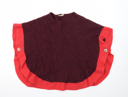 White Stuff Womens Red Wool Blend Cable Knit Cape One Size