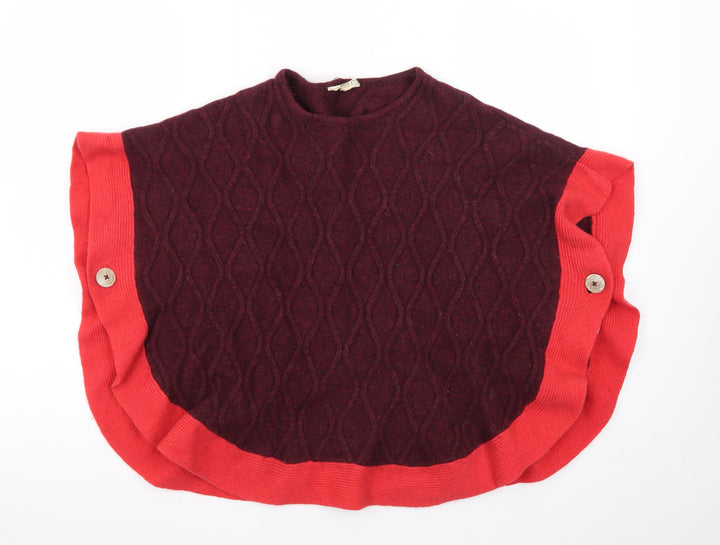 White Stuff Womens Red Wool Blend Cable Knit Cape One Size