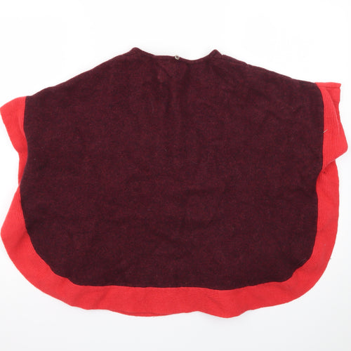 White Stuff Womens Red Wool Blend Cable Knit Cape One Size