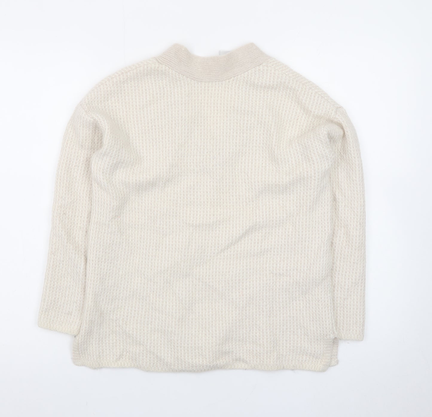 The White Company Women Beige Wool Alpaca V-Neck Knit Jumper S