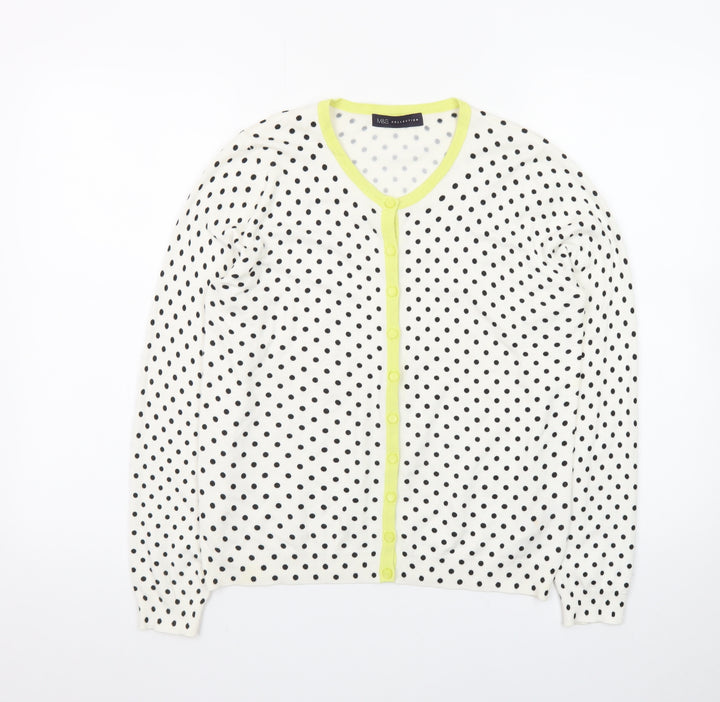 Marks and Spencer Women's White Polka Dot Cardigan Size 14