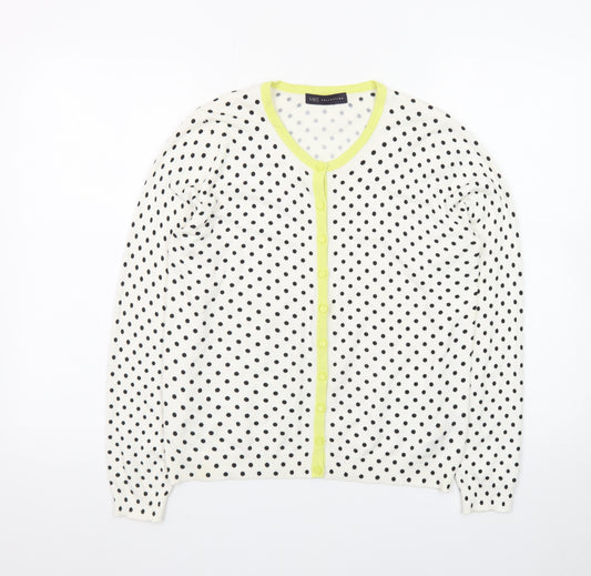 Marks and Spencer Women's White Polka Dot Cardigan Size 14