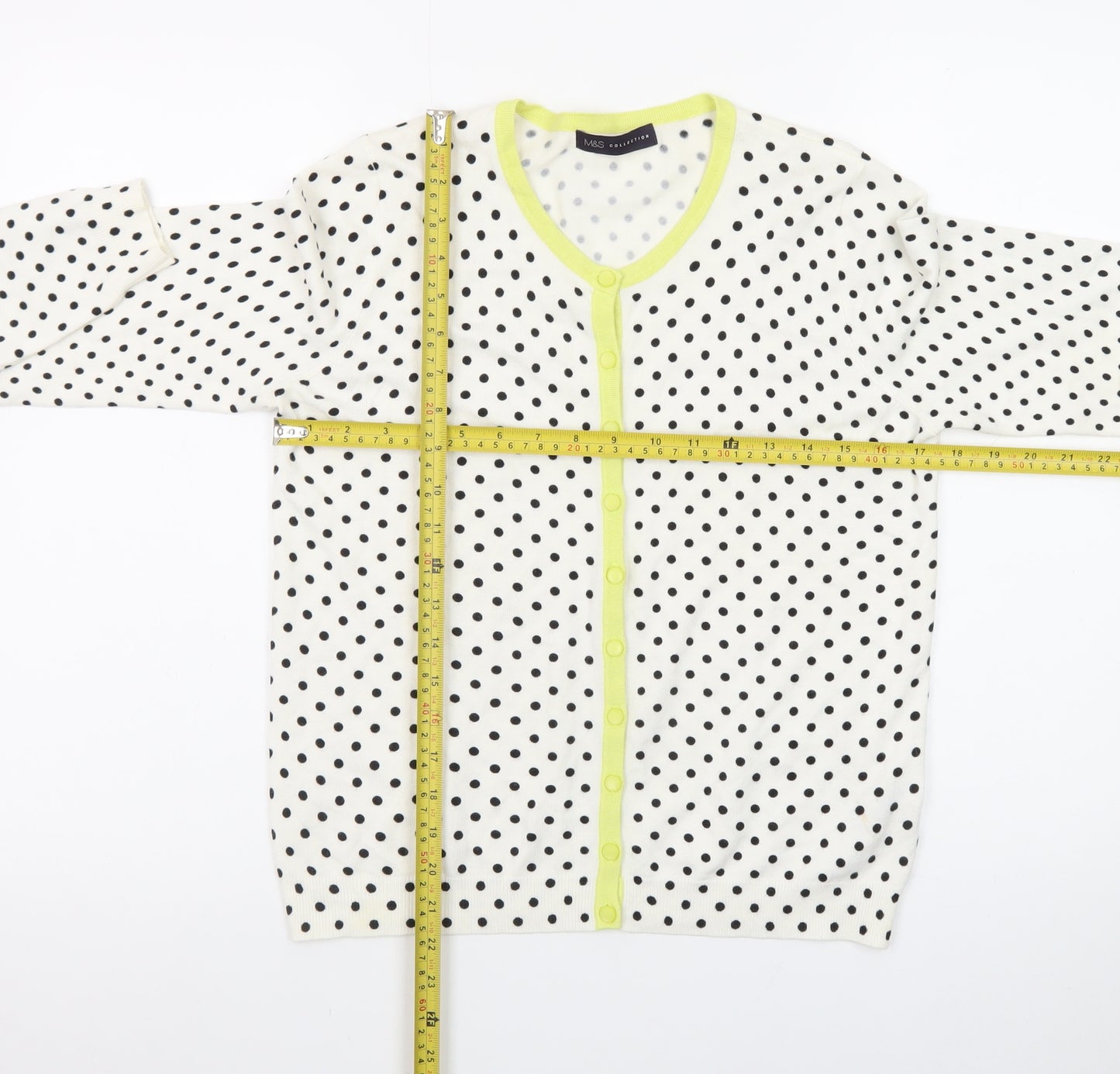Marks and Spencer Women's White Polka Dot Cardigan Size 14