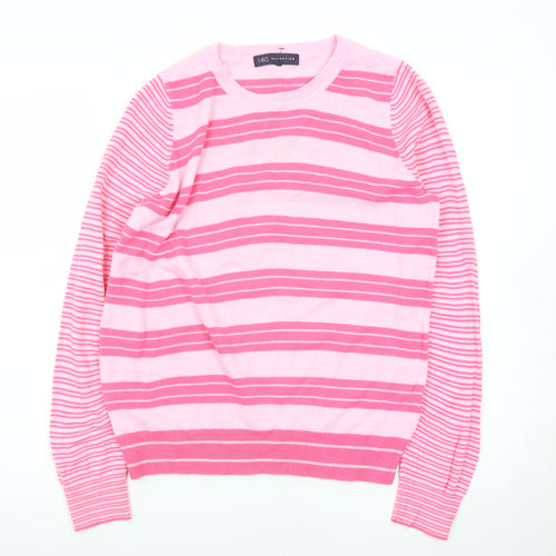Marks and Spencer Women Pink Striped Crew Neck Jumper Size 10