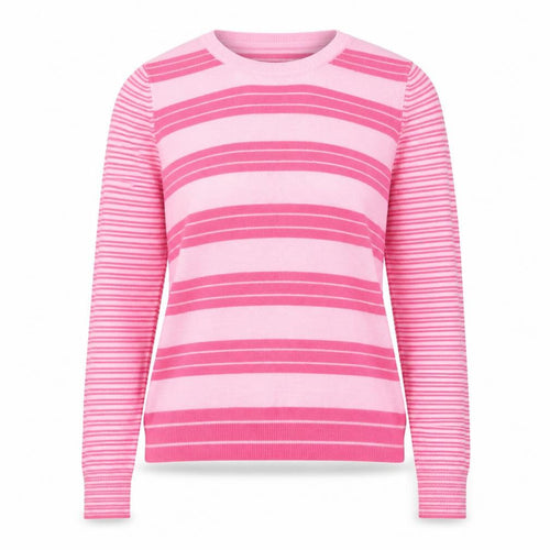 Marks and Spencer Women Pink Striped Crew Neck Jumper Size 10