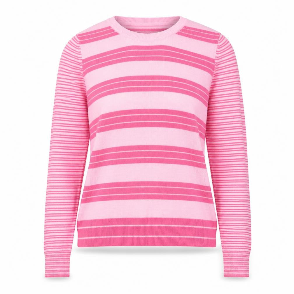 Marks and Spencer Women Pink Striped Crew Neck Jumper Size 10