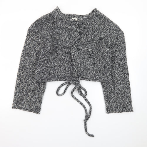 Pull&Bear Women’s Grey Chunky-Knit Tie Front Cardigan Size S