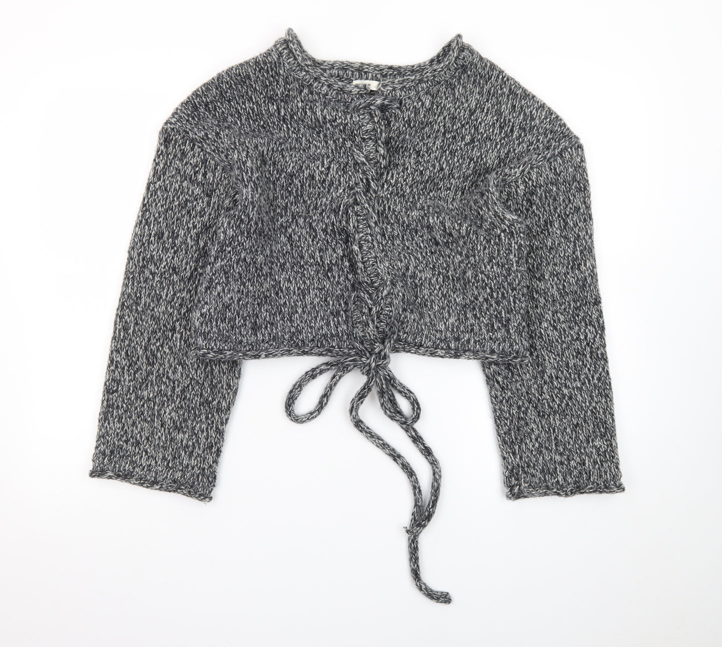 Pull&Bear Women’s Grey Chunky-Knit Tie Front Cardigan Size S