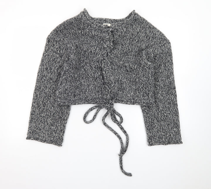 Pull&Bear Women’s Grey Chunky-Knit Tie Front Cardigan Size S