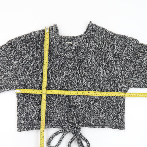 Pull&Bear Women’s Grey Chunky-Knit Tie Front Cardigan Size S