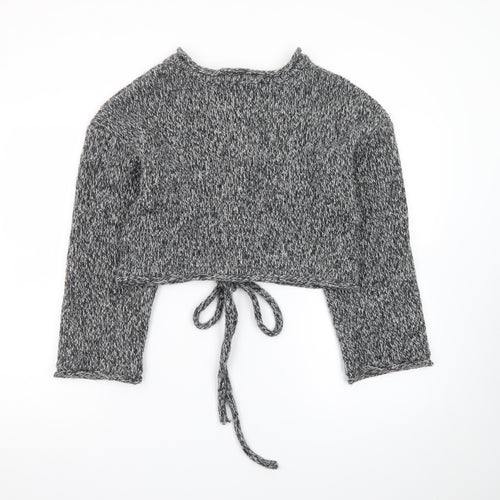 Pull&Bear Women’s Grey Chunky-Knit Tie Front Cardigan Size S
