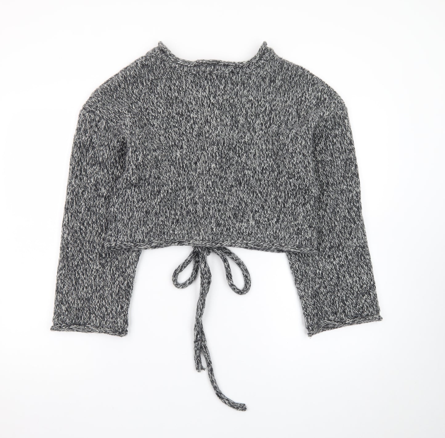 Pull&Bear Women’s Grey Chunky-Knit Tie Front Cardigan Size S