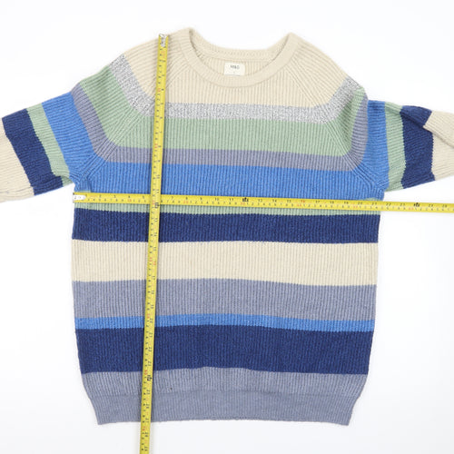 Marks and Spencer Men's Multicoloured Striped Knit Jumper Size L