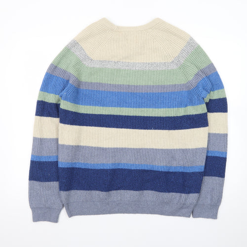 Marks and Spencer Men's Multicoloured Striped Knit Jumper Size L