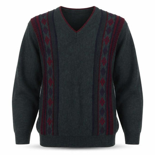 Essentials Men's Green Argyle V-Neck Pullover Jumper Size S