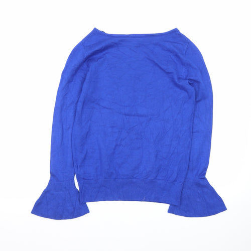 Monsoon Women's Blue Rhinestone Bell Sleeve Pullover Jumper Size S