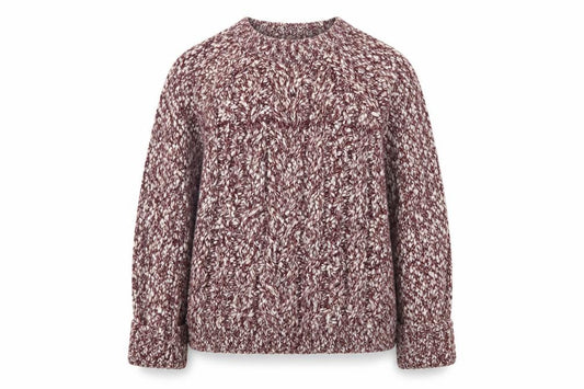 Front view of Marks & Spencer Per Una men’s brown chunky knit xl jumper