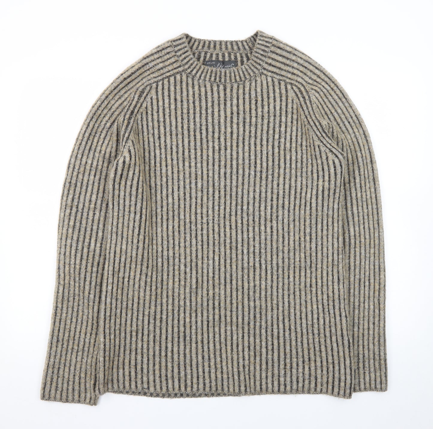 Jack & Jones Men’s Beige Wool Blend Striped Knit Pullover Jumper Size S
