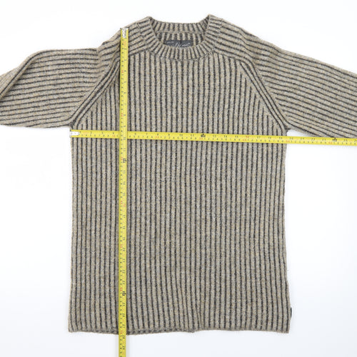Jack & Jones Men’s Beige Wool Blend Striped Knit Pullover Jumper Size S