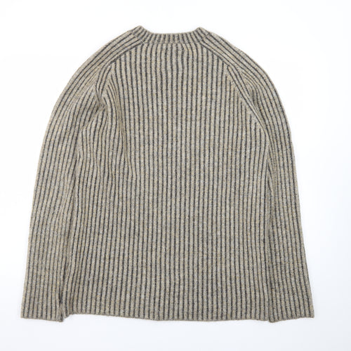 Jack & Jones Men’s Beige Wool Blend Striped Knit Pullover Jumper Size S
