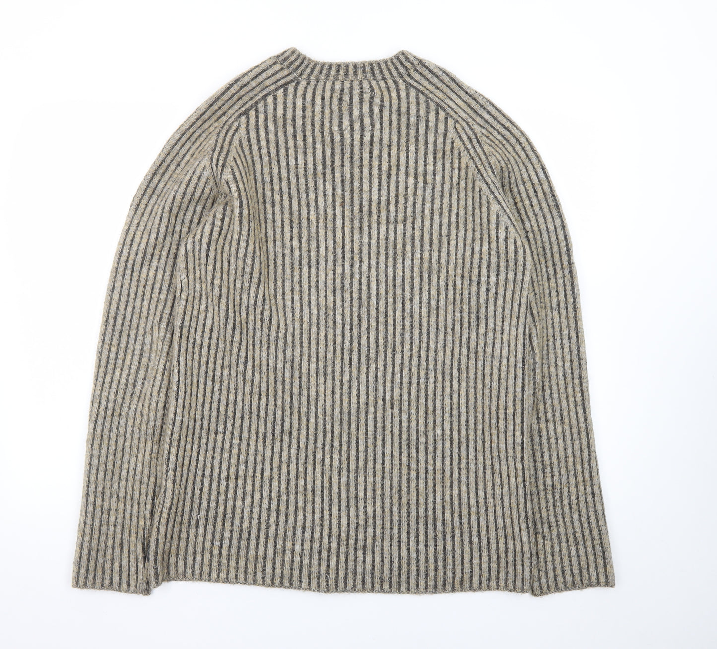 Jack & Jones Men’s Beige Wool Blend Striped Knit Pullover Jumper Size S