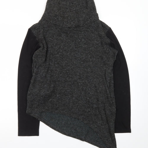 Forgotten Tribes Women Charcoal Black Asymmetrical Roll Neck Jumper Size S