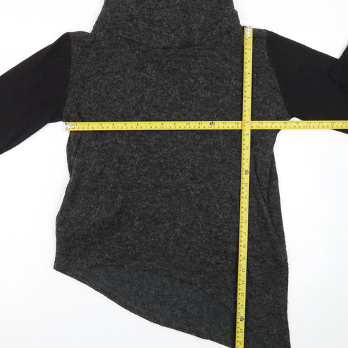Forgotten Tribes Women Charcoal Black Asymmetrical Roll Neck Jumper Size S